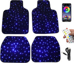 Starlight Floor Mats for Car, LED Fiber Optic Mats with App Control, Universal Fit - Waterproof Washable, Full Set Shiny Starry Sky Non-Slip Car Mat - USB Cable